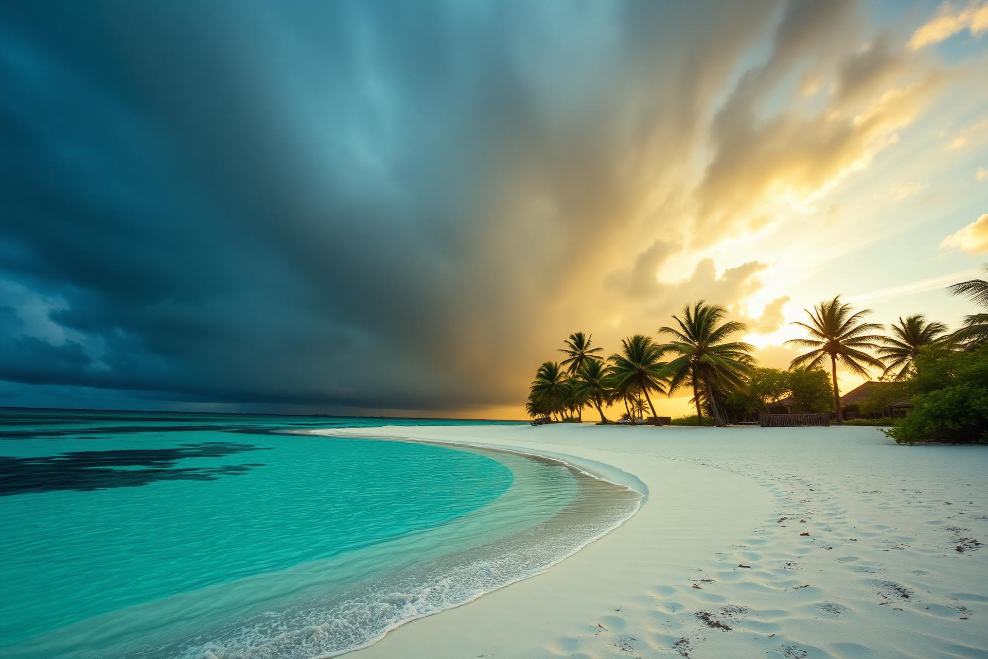 Tropical beach at golden hour